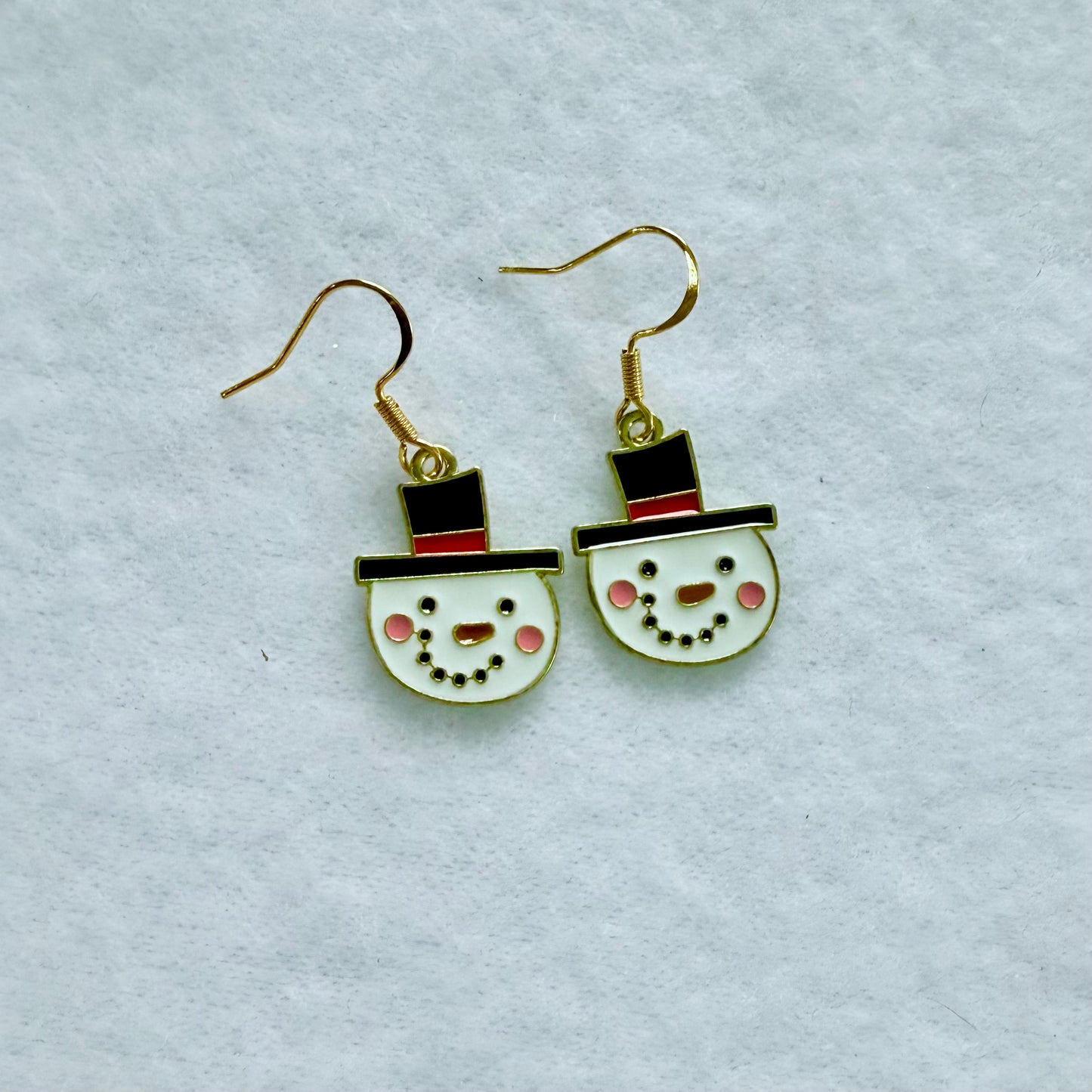 Christmas Top Hat Snowmen Earrings