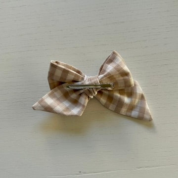 Tan Gingham Bow