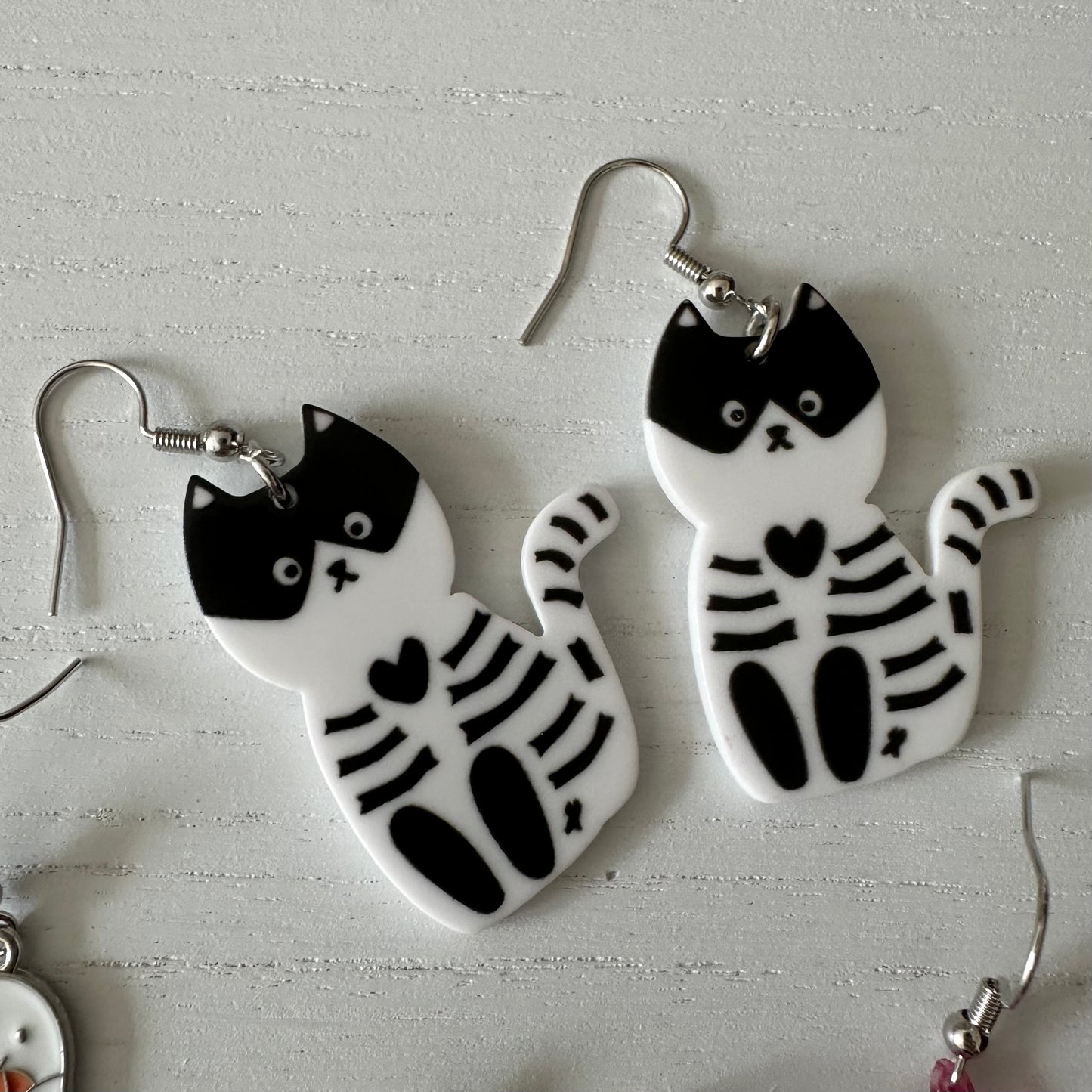 Skeleton Kitty Earrings