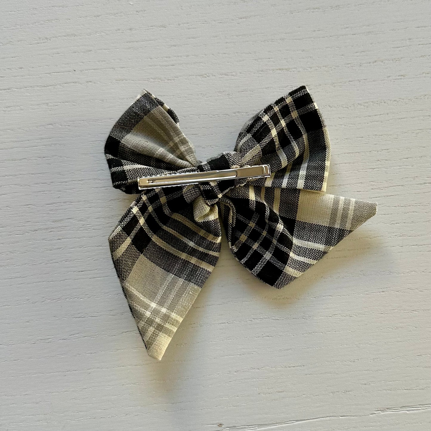 Black and Tan Plaid Bow