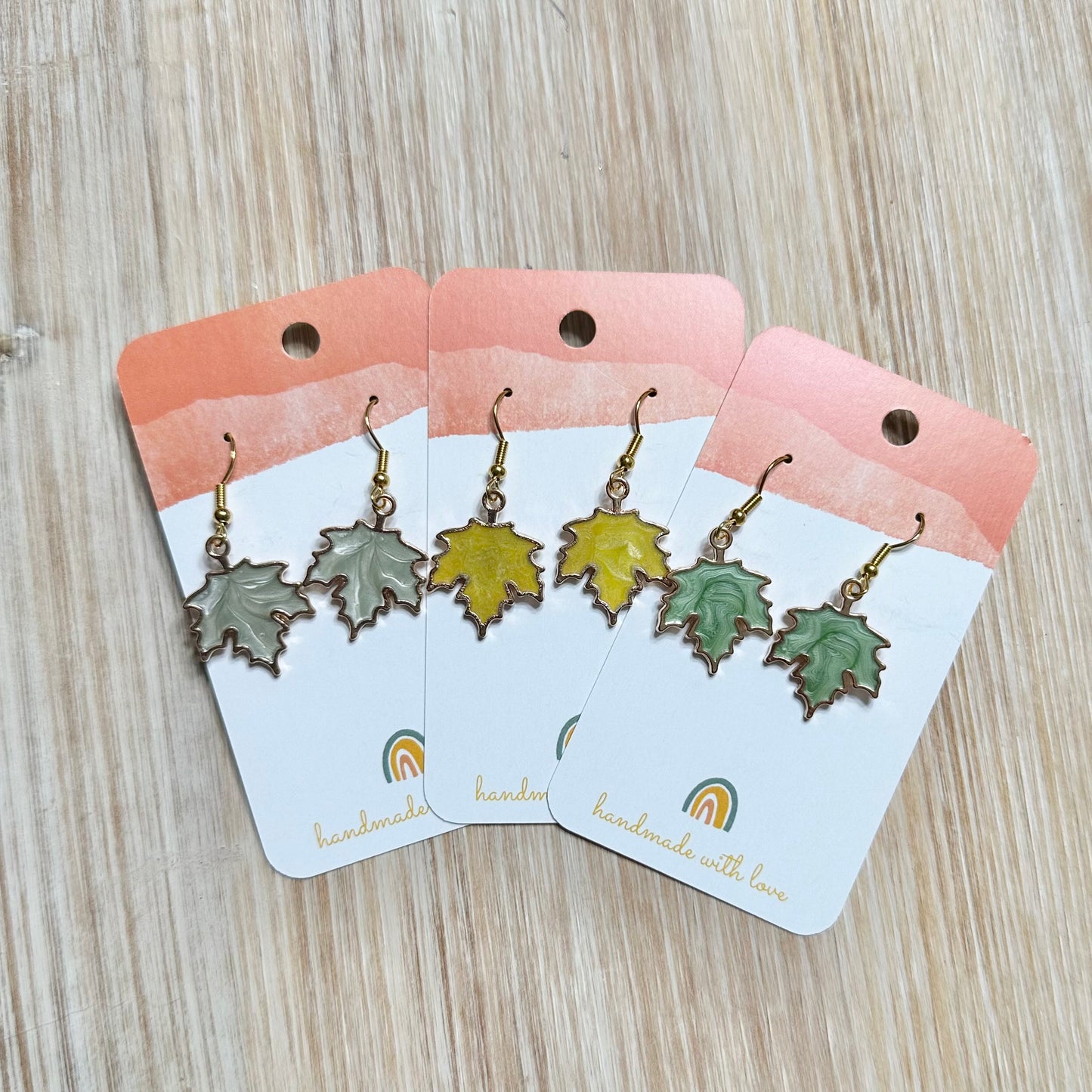 Enamel Leaf Earrings
