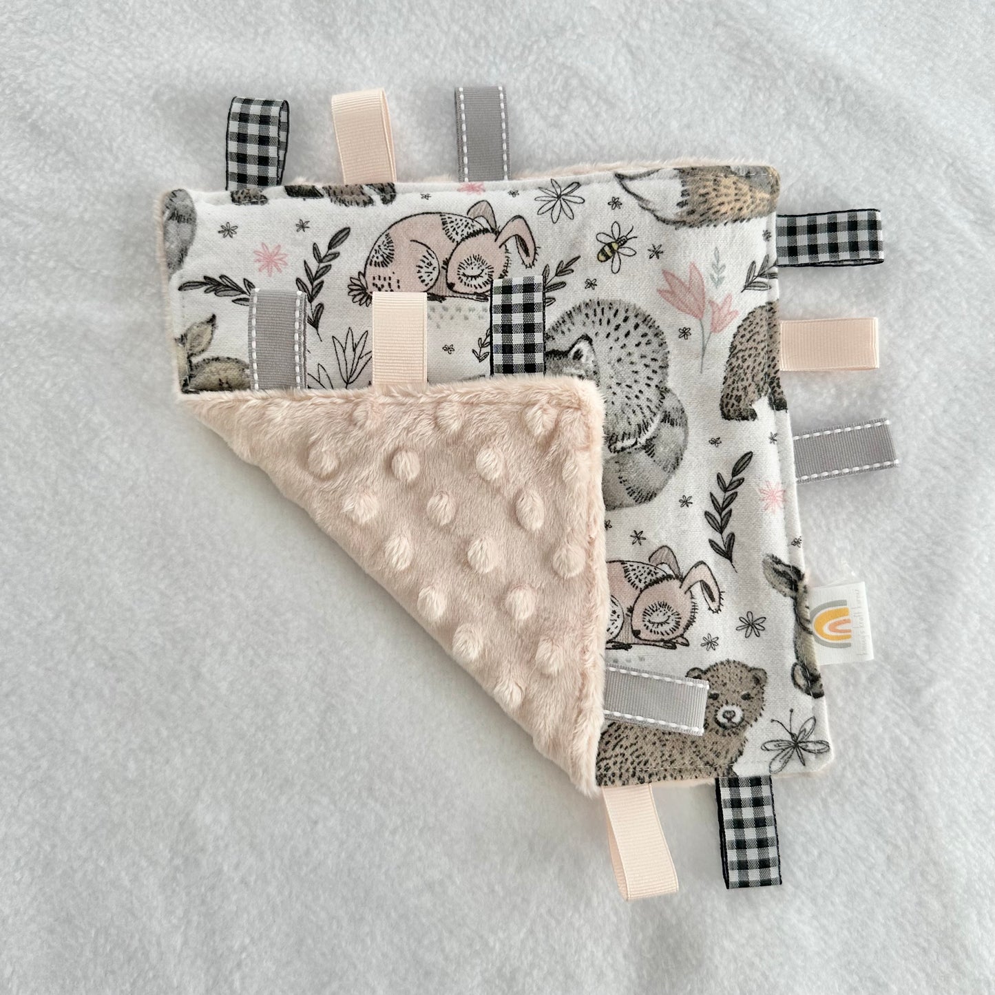 Pink Woodland Creatures Taggie Blanket Toy