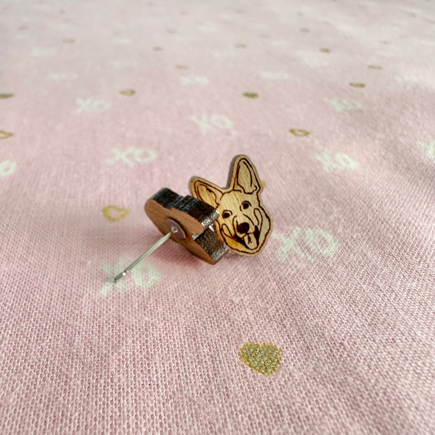 Corgi Wood Stud Earrings