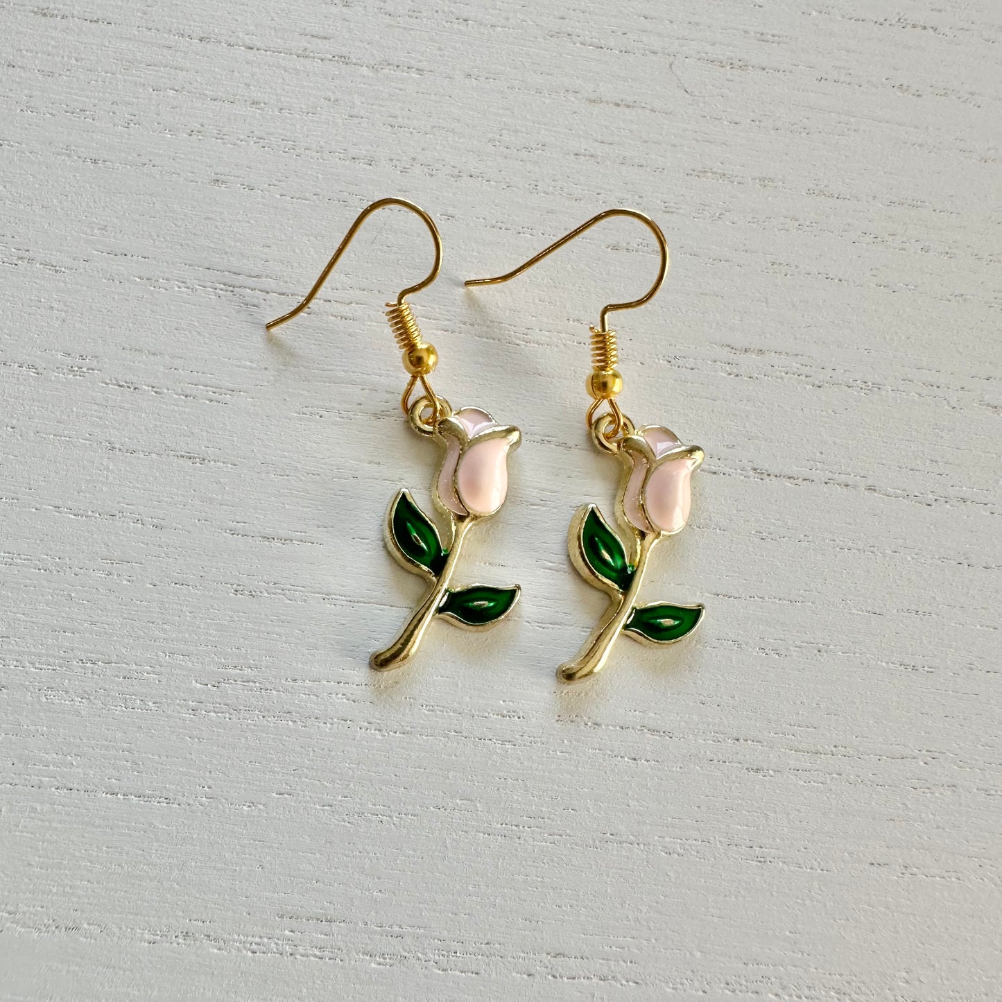 Pink Rose Earrings
