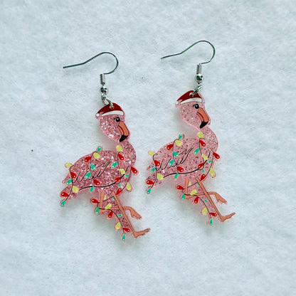 Christmas Flamingo Earrings