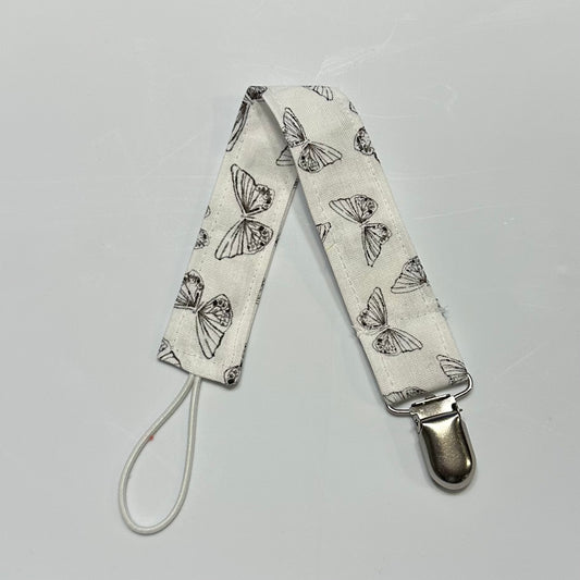 Black & White Butterflies Pacifier Clip