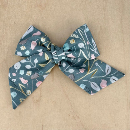 Blue Floral Bow