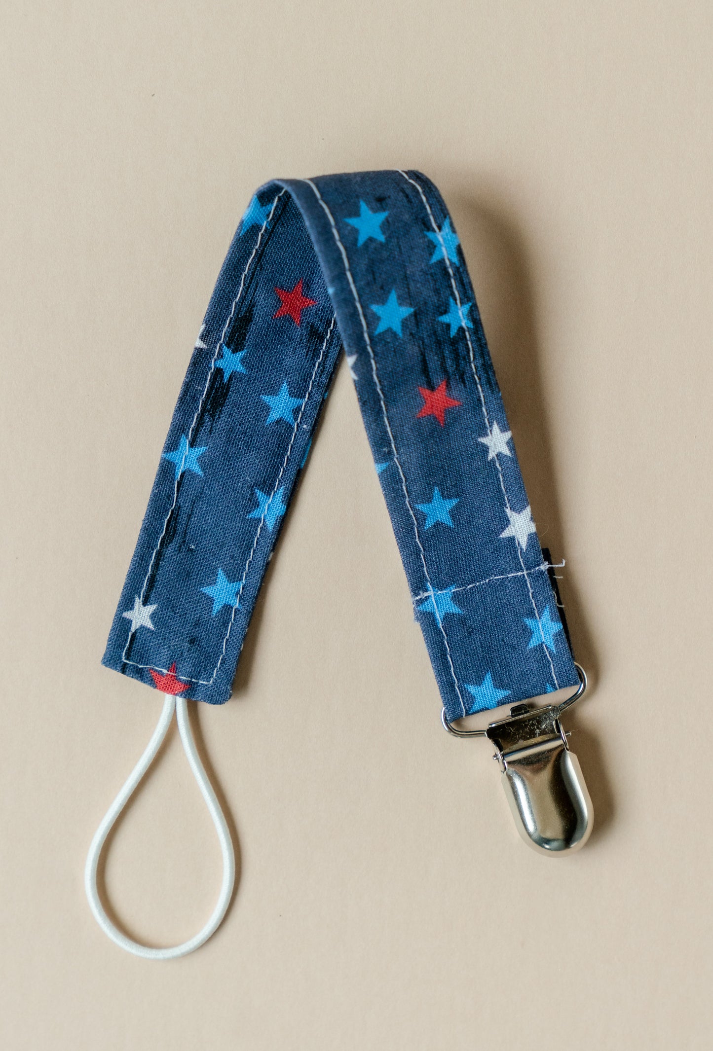 Blue Stars Pacifier Clip