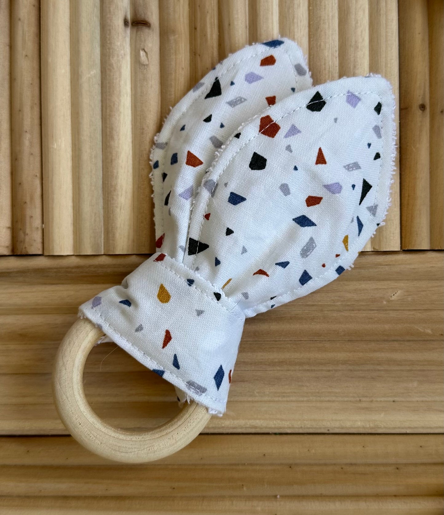 Blue Terrazo Bunny Ear Teether