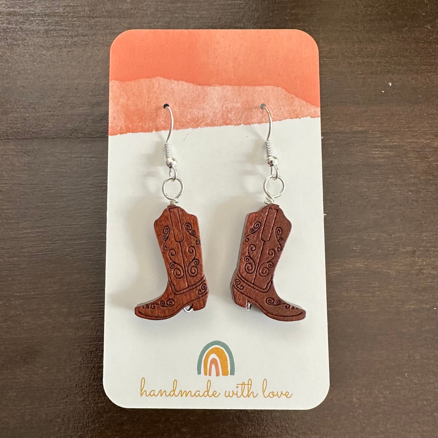 Brown Cowgirl Boot Earrings