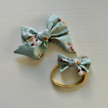 Blue Floral Fall Bow