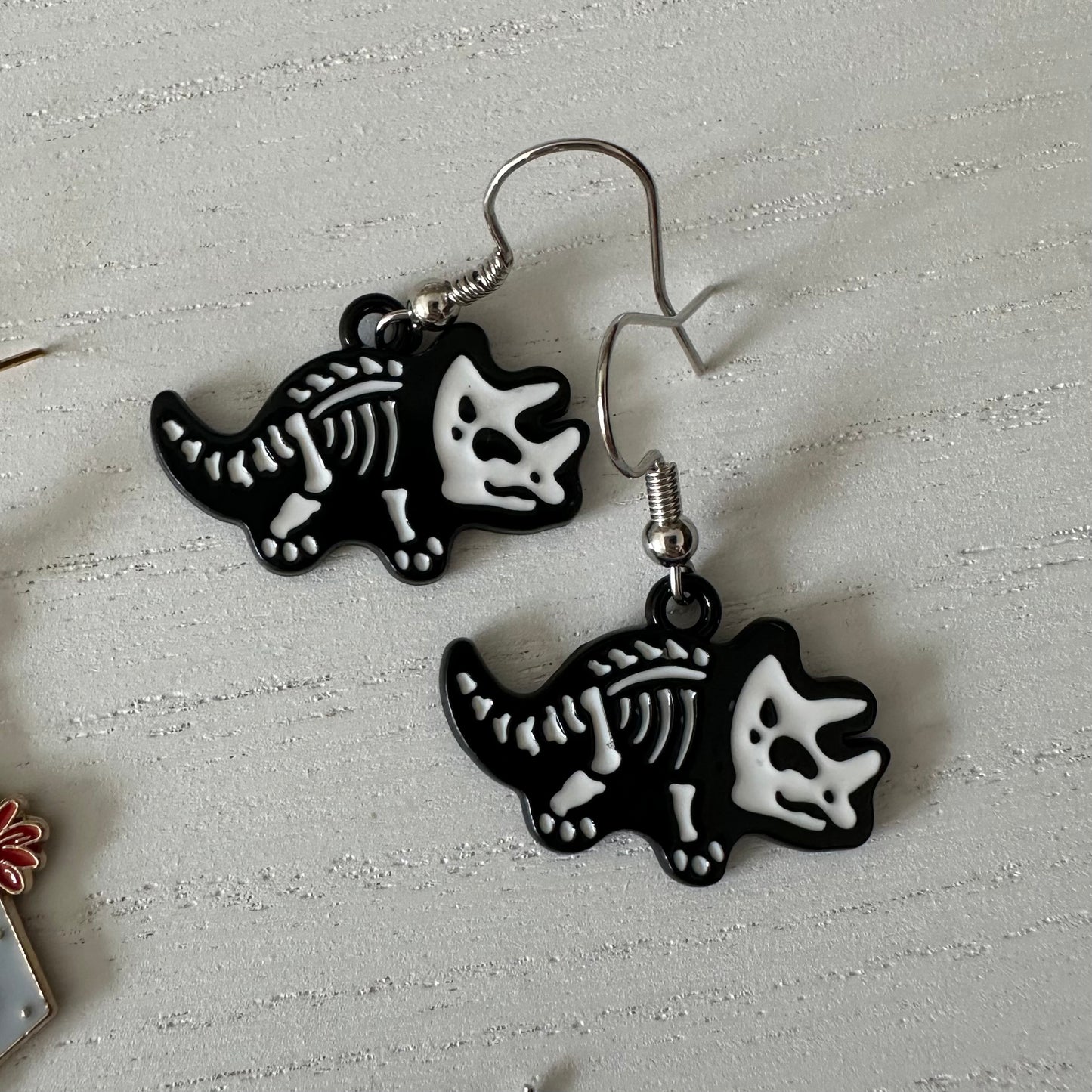 Triceratops Skeleton Dino Earrings