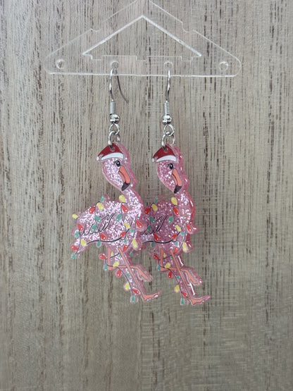 Christmas Flamingo Earrings