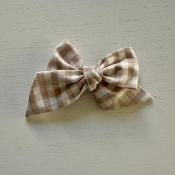 Tan Gingham Bow