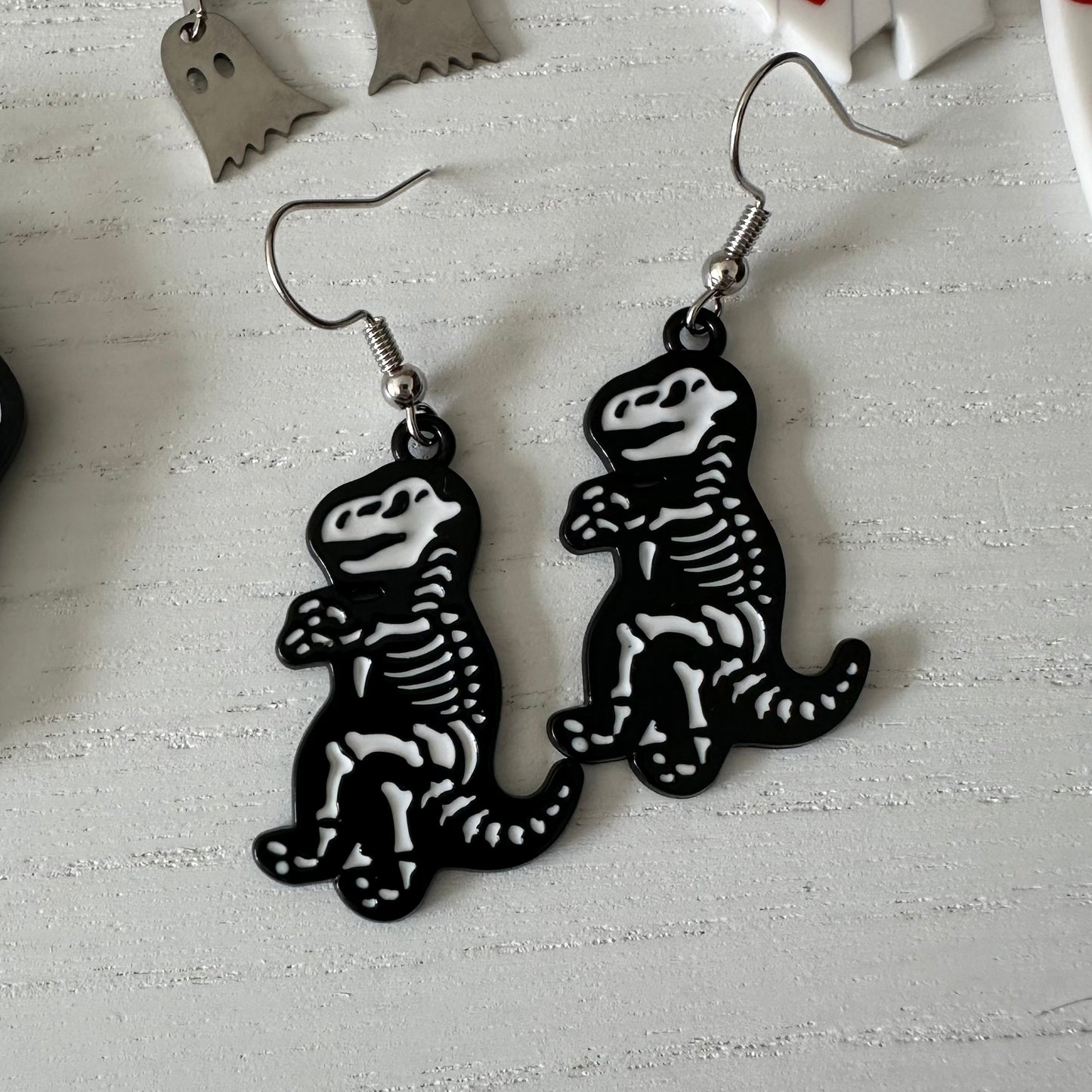 T-Rex Skeleton Dino Earrings