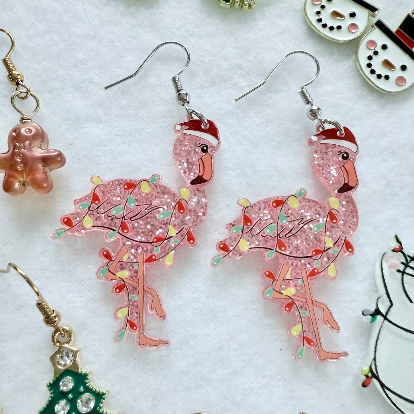 Christmas Flamingo Earrings