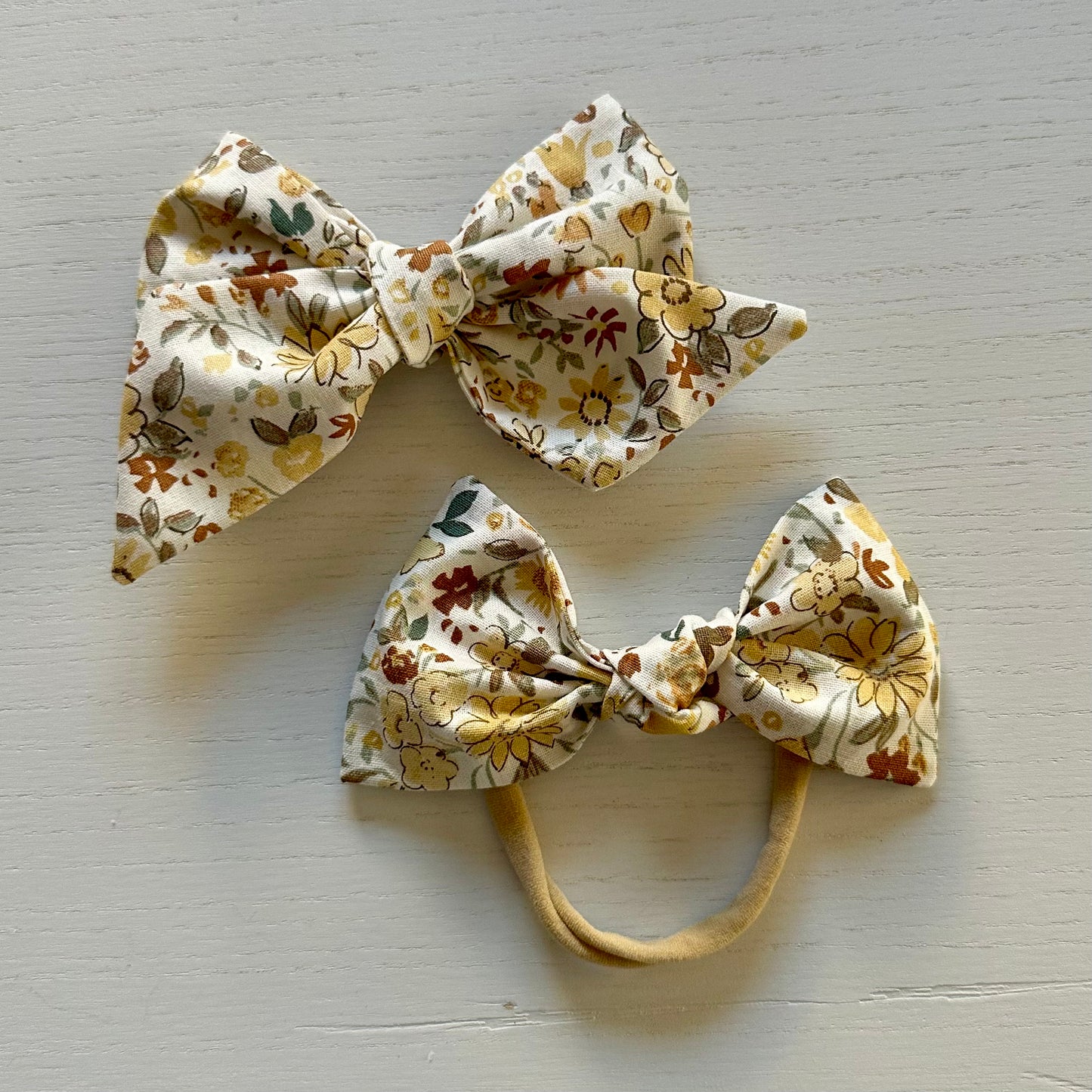 Yellow Floral Bow