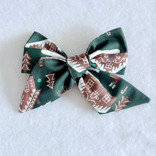 Holiday Bow Gingerbread Village-Headband