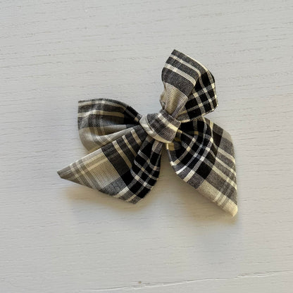 Black and Tan Plaid Bow