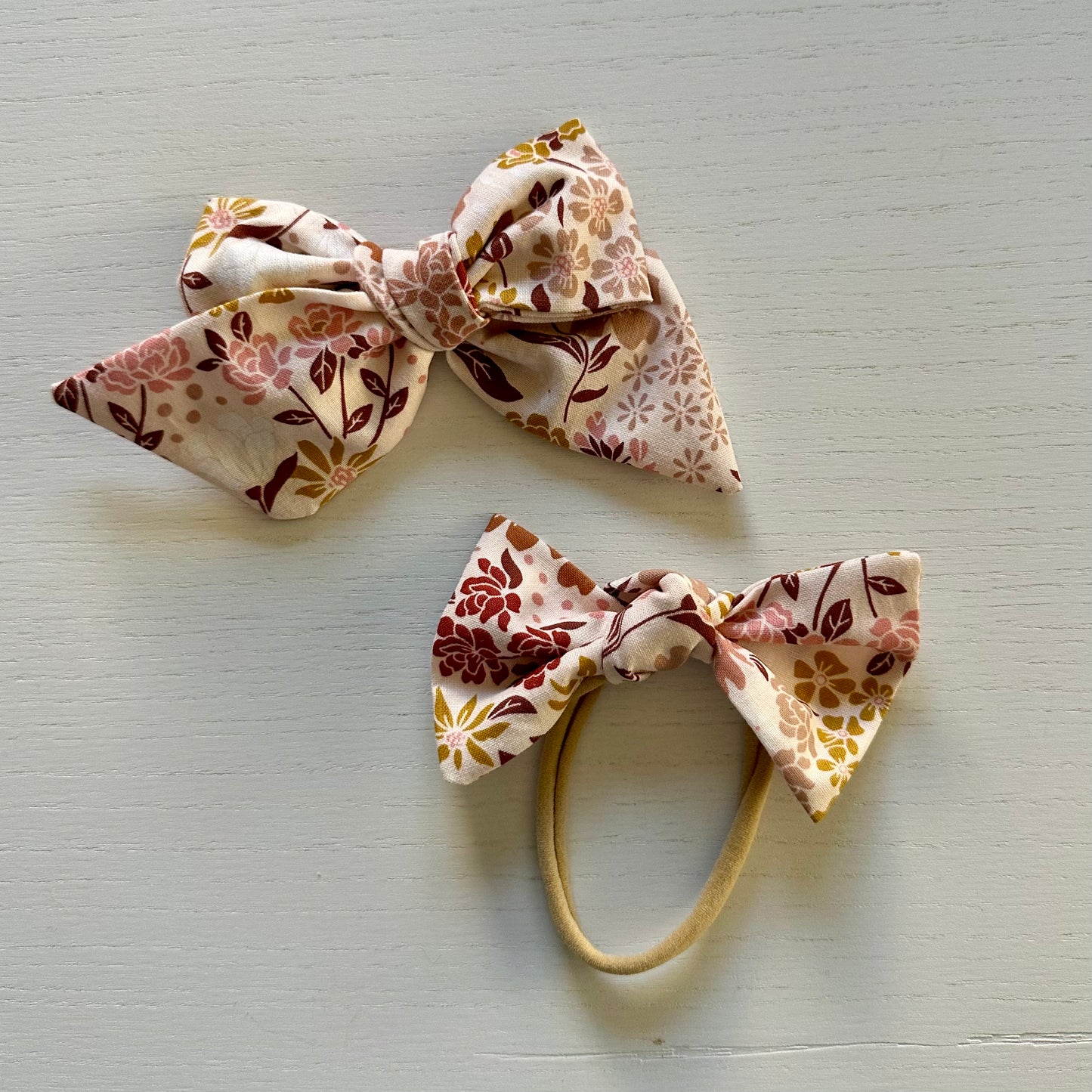 Pink Fall Floral Bow