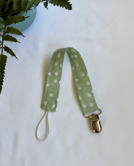 Green Dots Pacifier Clip