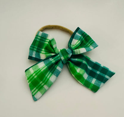 Green Plaid Bow