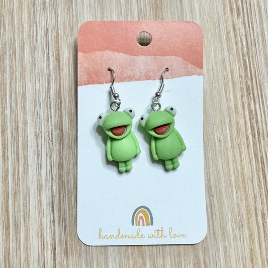 Kermi the Green Frog Earrings