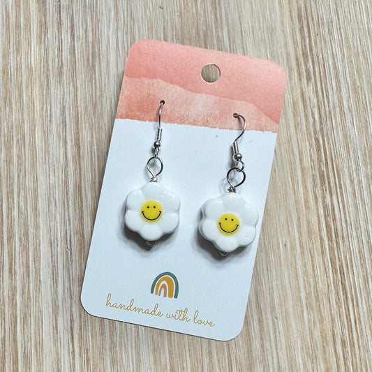 Smiley Flower Bead Earrings