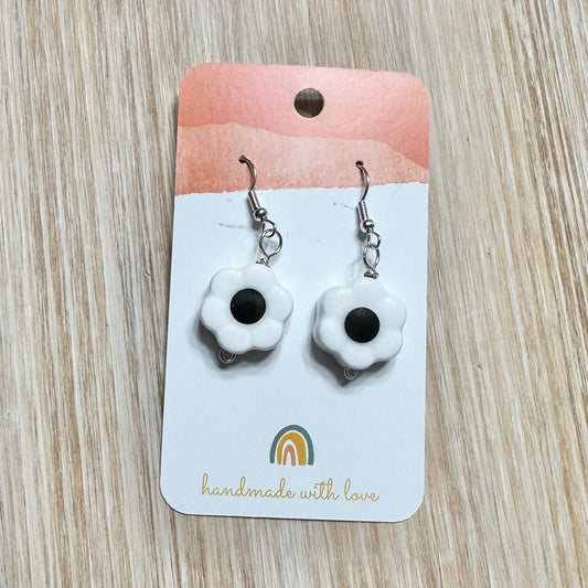 White Flower Bead Earrings