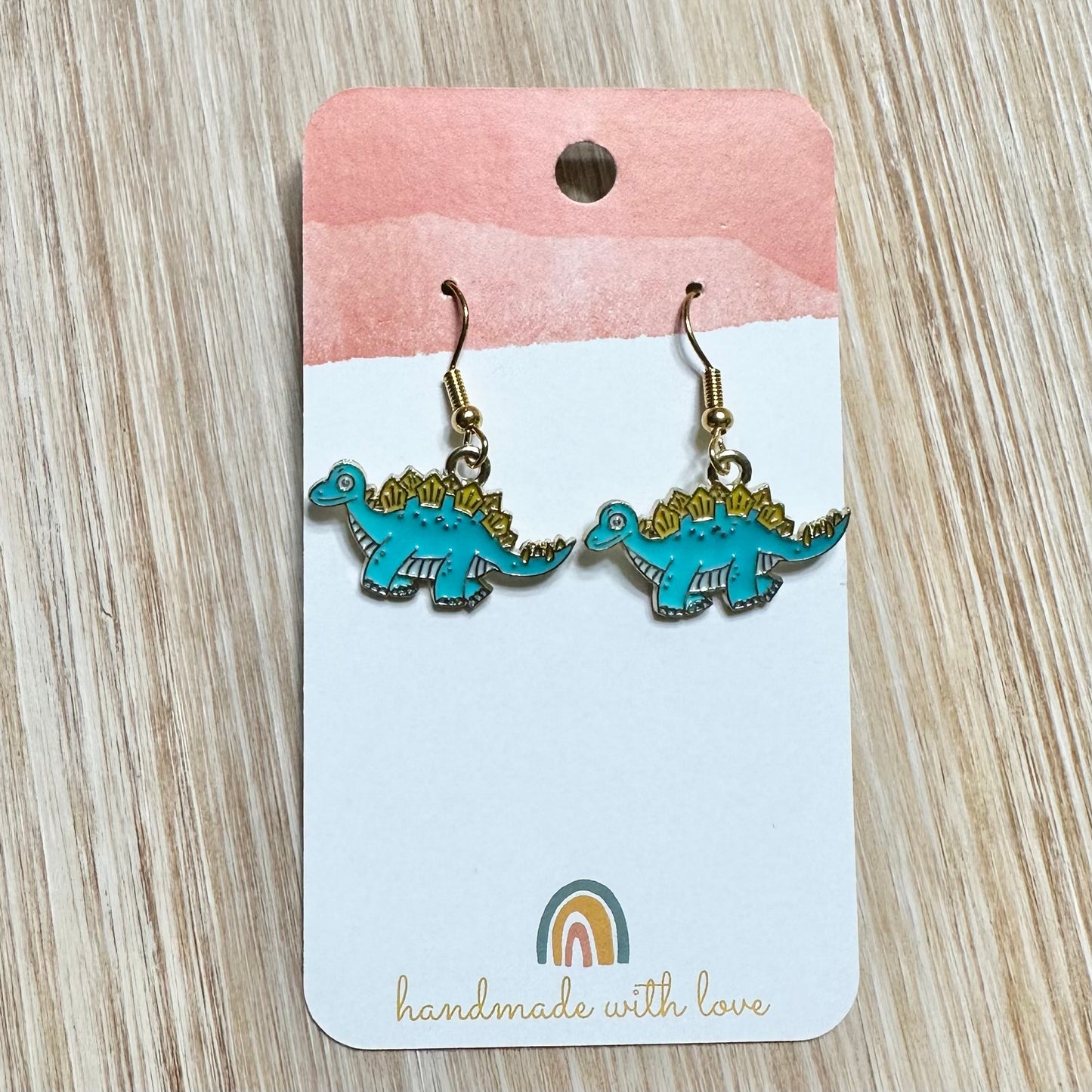 Light Blue Stegosaurus Earrings