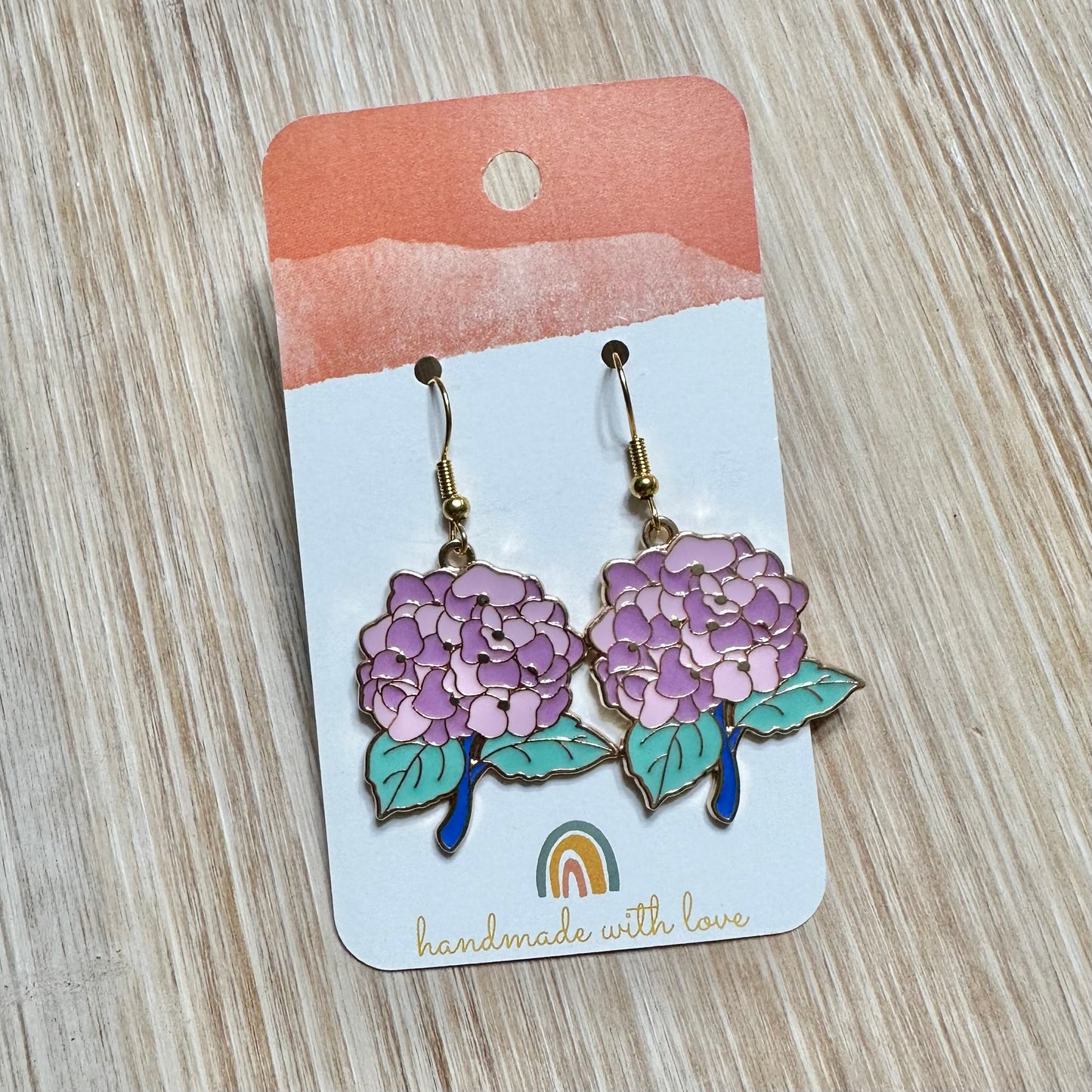 Hydrangea Pink/Purple Flower Earrings