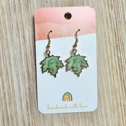 Enamel Leaf Earrings