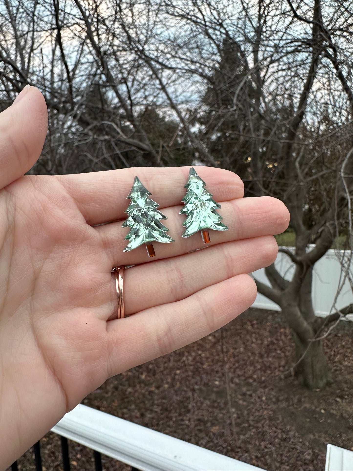 Crystal Tree Stud Earrings