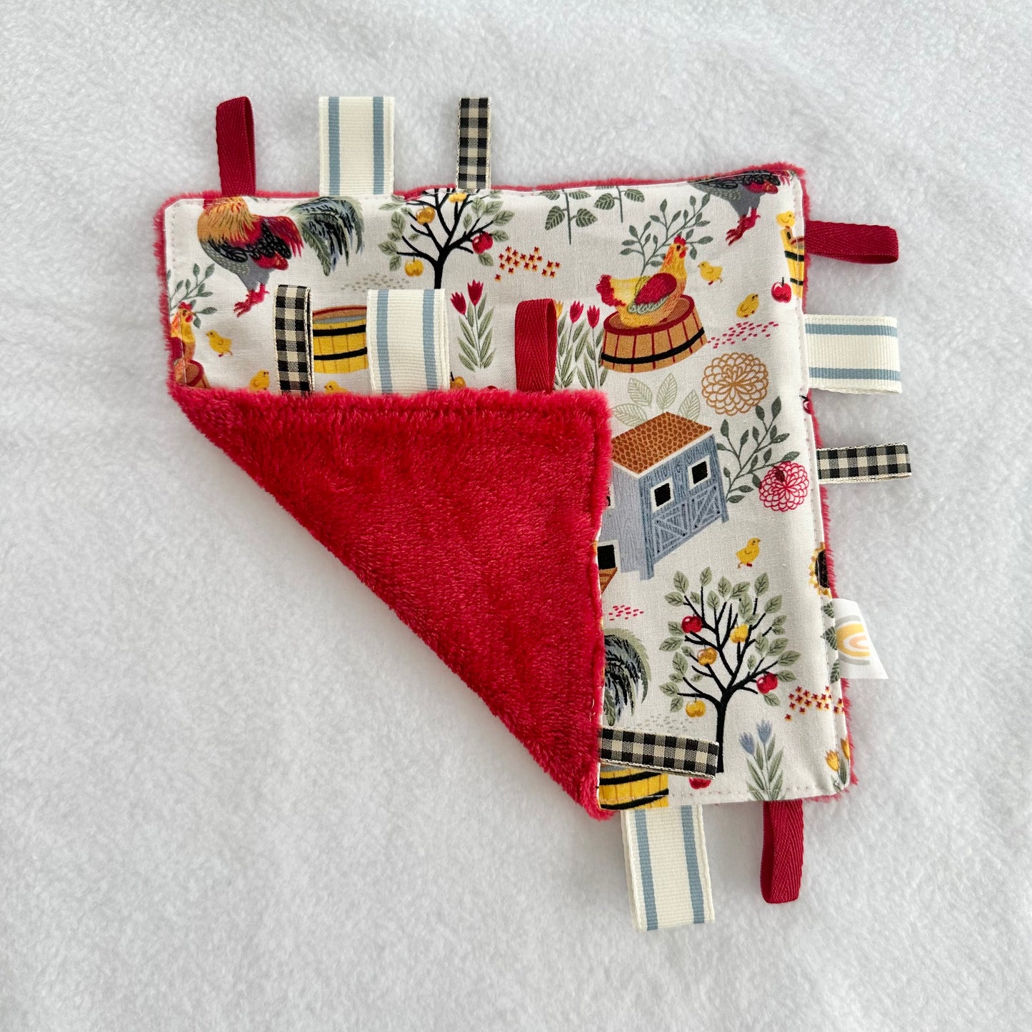 Red Chickens Taggie Blanket Toy