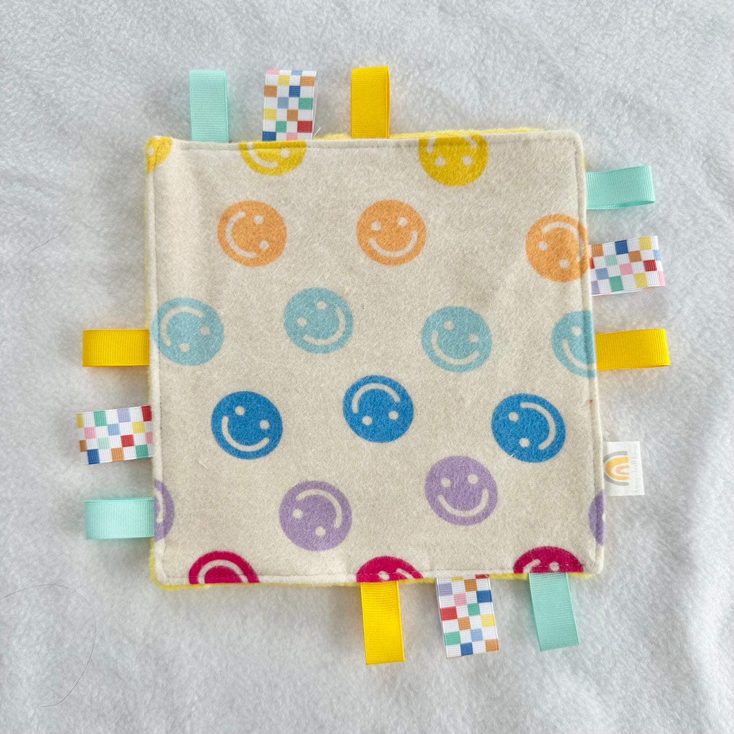 Retro Smiley Faces Taggie Blanket Toy