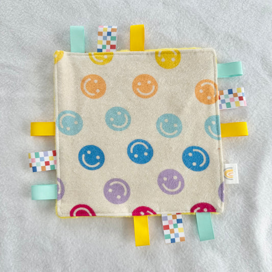 Retro Smiley Faces Taggie Blanket Toy