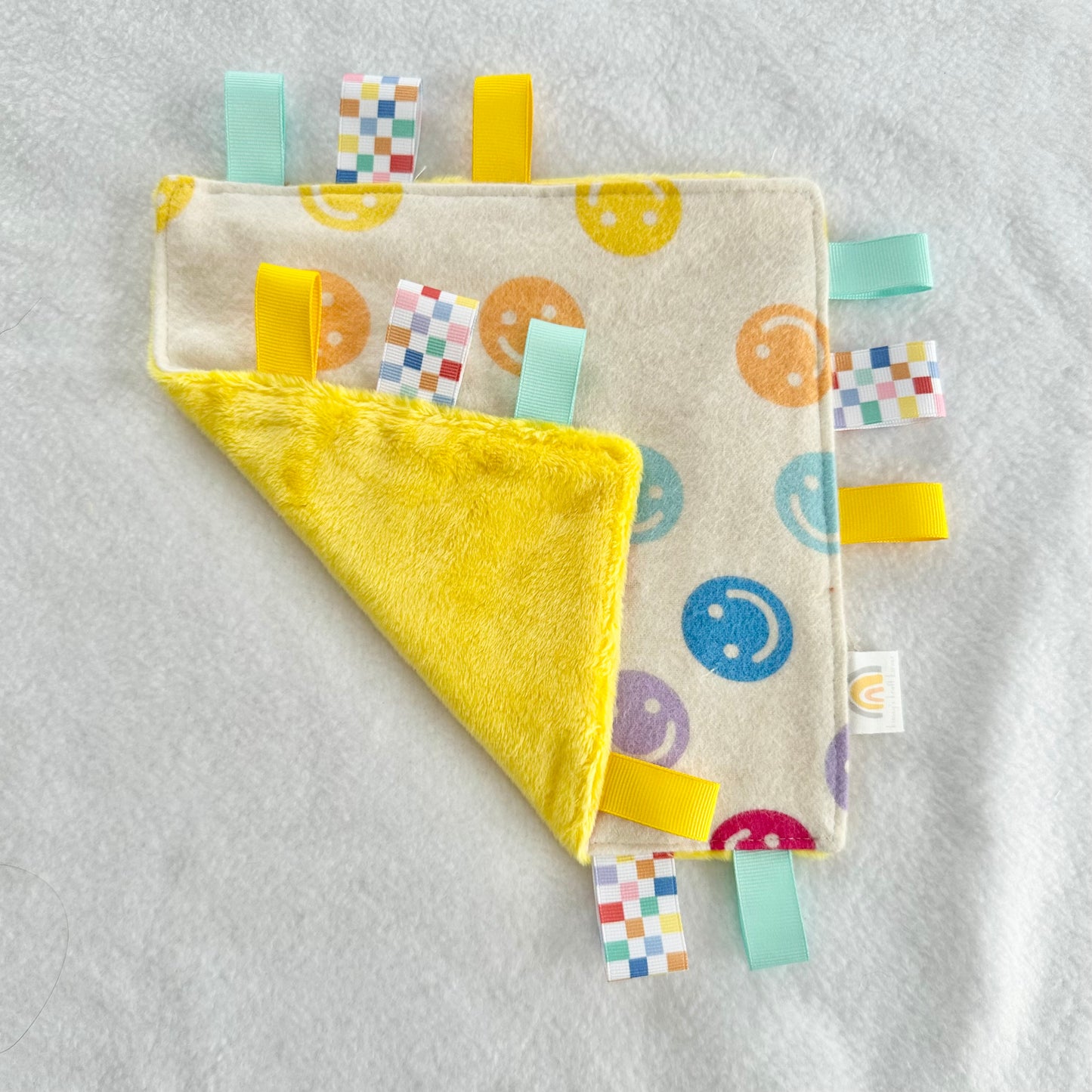 Retro Smiley Faces Taggie Blanket Toy