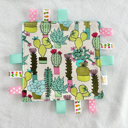 Teal Cacti Taggie Blanket Toy