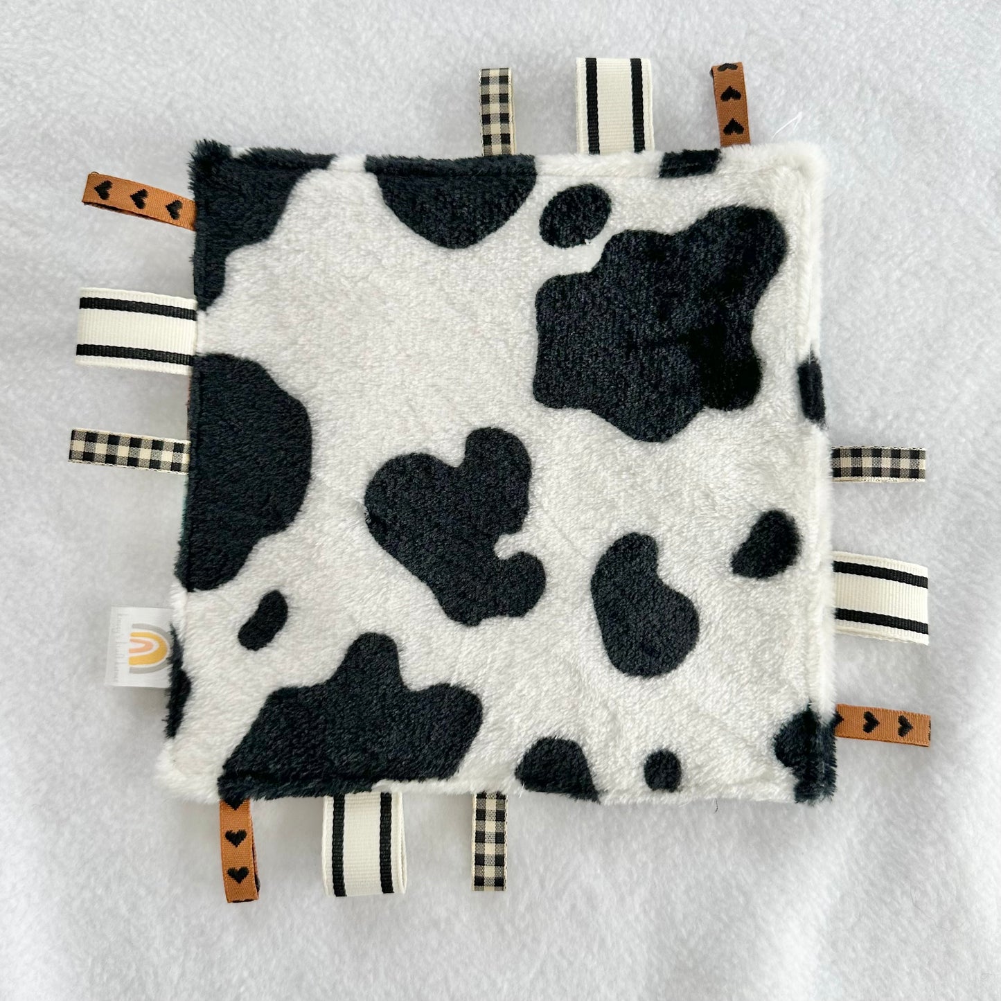 Cow Faces Black Cow Print Taggie Blanket Toy