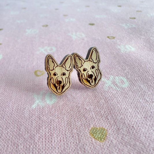 Corgi Wood Stud Earrings