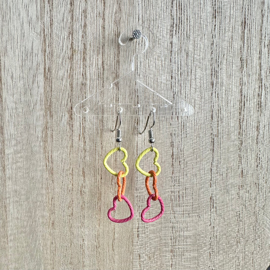 Heart Link Earrings-Sunset Color