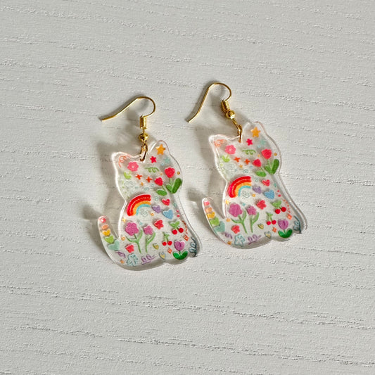 Lucky Rainbow Cat Earrings