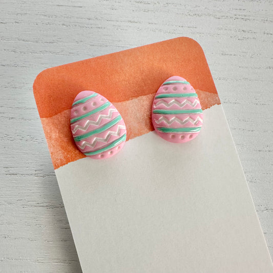 Pink Easter Egg Stud Earrings