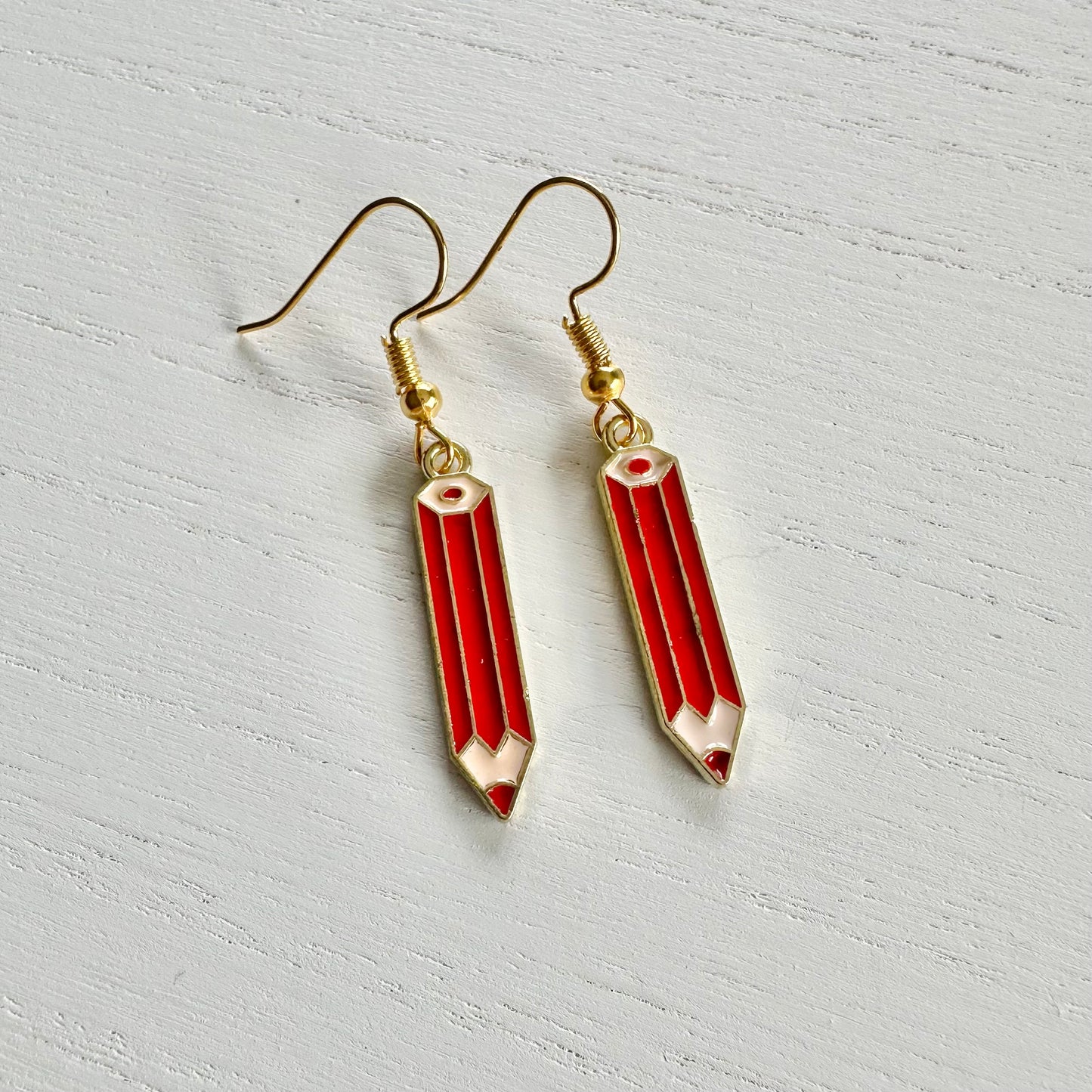 Red Color Pencil Earrings