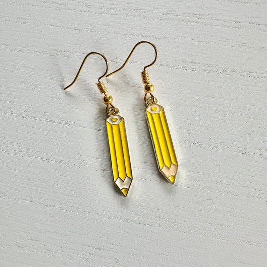 Yellow Color Pencil Earrings