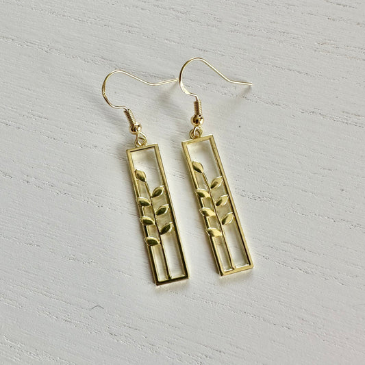 Gold Geo Leaf Earrings