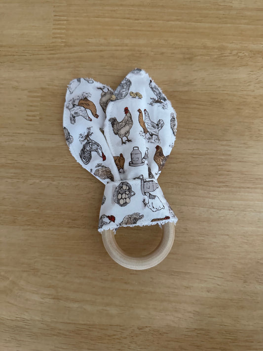 Neutral Chickens Bunny Ear Teether