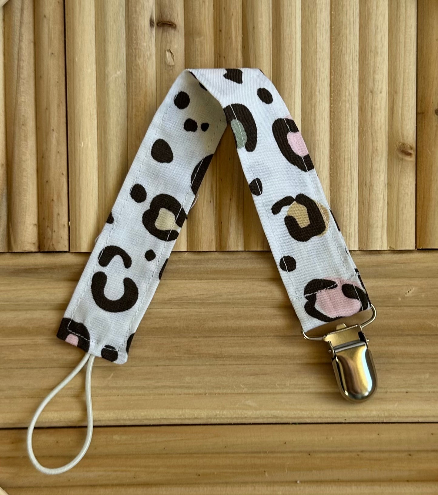 Pastel Leopard Pacifier Clip