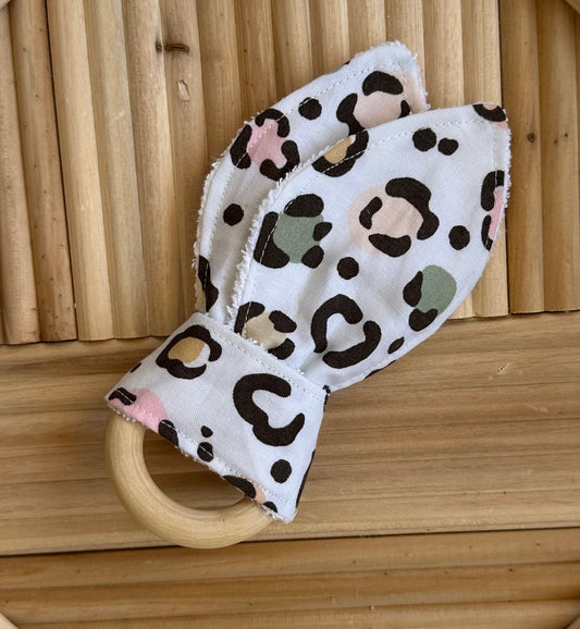 Pastel Leopard Bunny Ear Teether