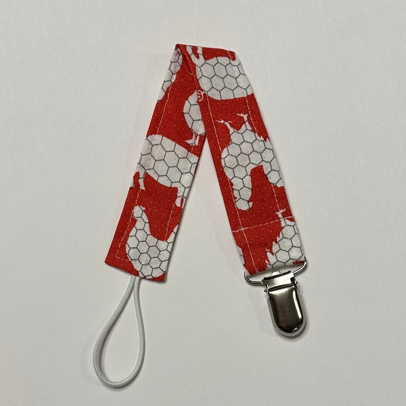 Red Farm Animals Pacifier Clip